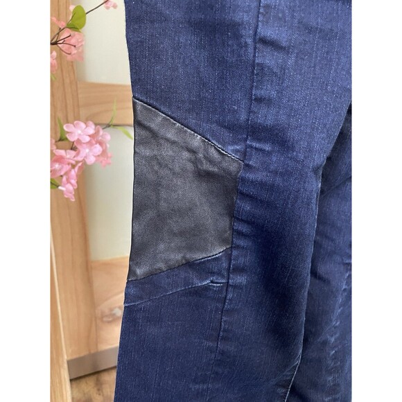 Rag & Bone Lamb Leather Panel Motocross Jeans in Midnight Size 32 - Picture 5 of 15